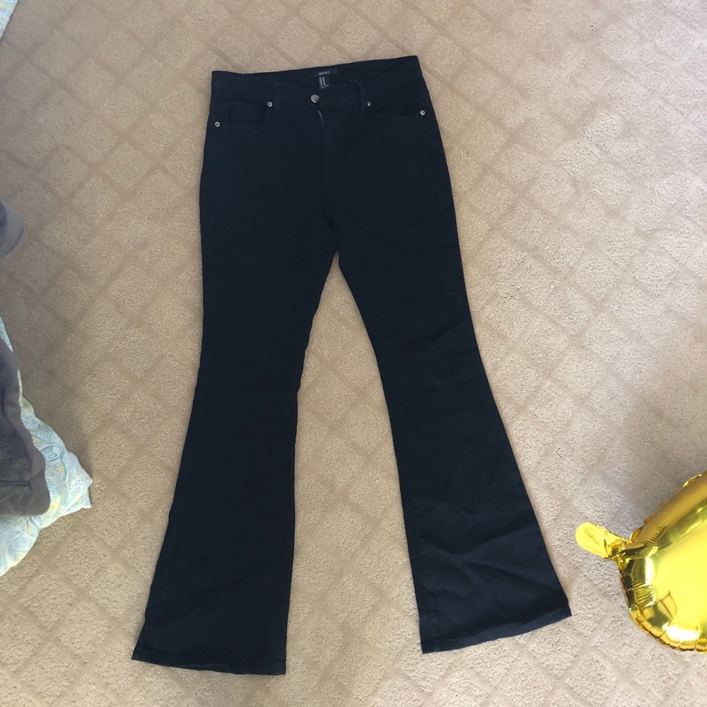 New Forever 21 jet black bell bottom pants